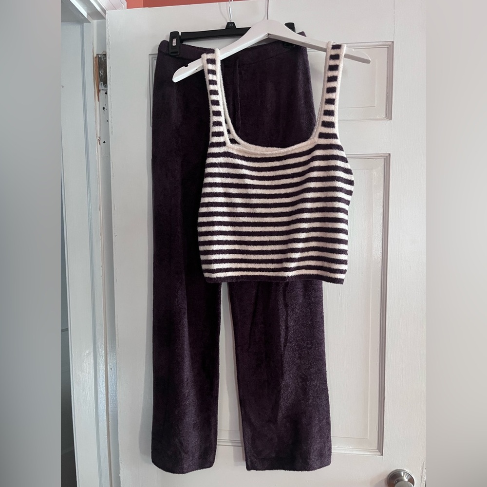 FP Movement by Free People Striped Brown and White Lounge Set